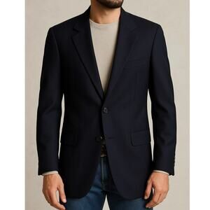 Loro Piana Wool Fabric Daniel Cremieux Navy Wool Blazer 42L Made in USA Union